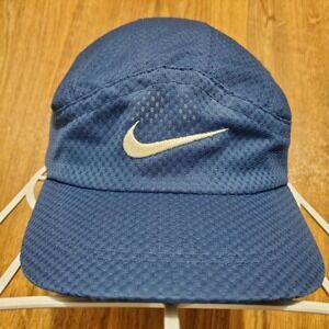 Vintage 90s Nike Hat Cap Tailwind 7 Panel Blue Mesh Strapback Dri-Fit Cycling